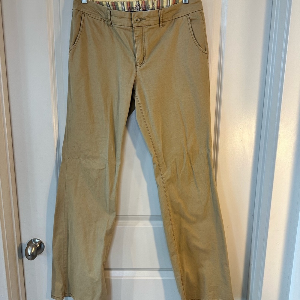 Vintage Y2K Indigo Palms Low Rise Flare Tan Chino Pants, size 10/30
